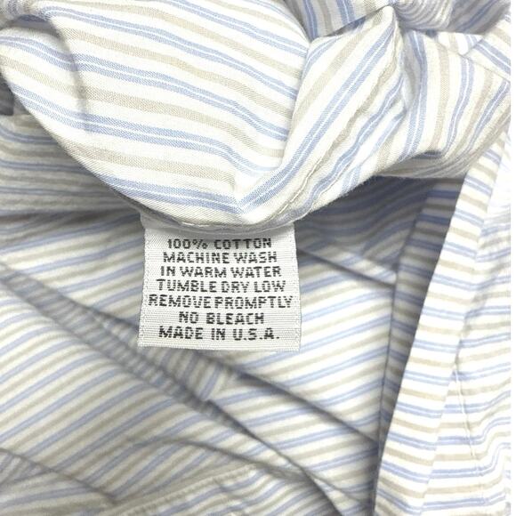 Mona Thalheimer Midi Shirt Dress Size XL White Blue Beige Stripe Button Up - Picture 5 of 5